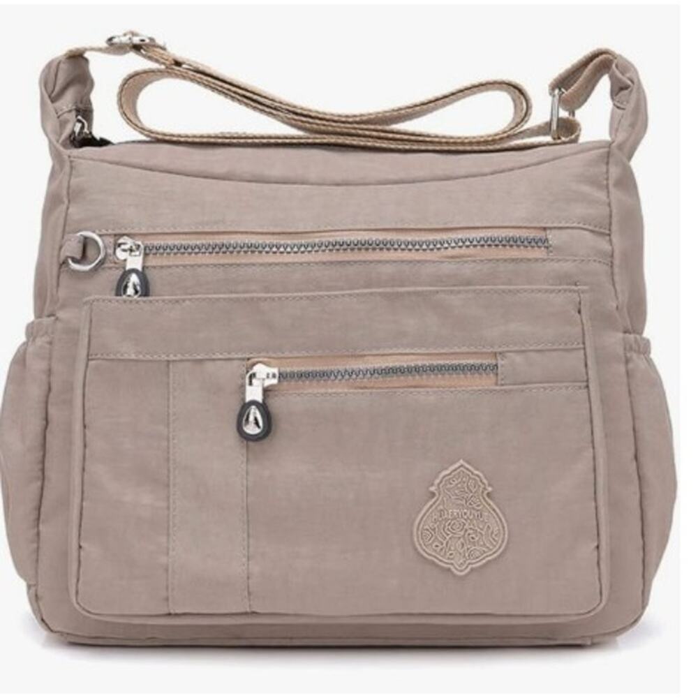 MINTEGRA Crossbody Bag Beige Nylon Waterproof Shoulder Purse Bag Lightweight